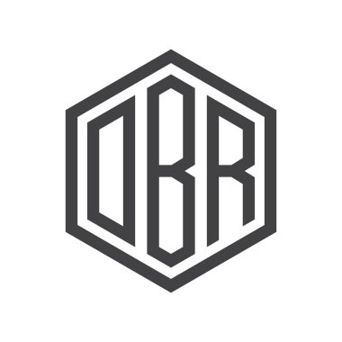 üç harfli baş harfleri altıgen logo siyah