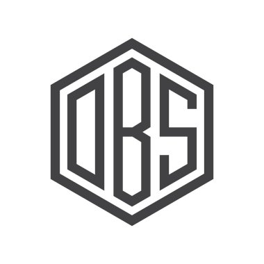 üç harfli baş harfleri altıgen logo siyah