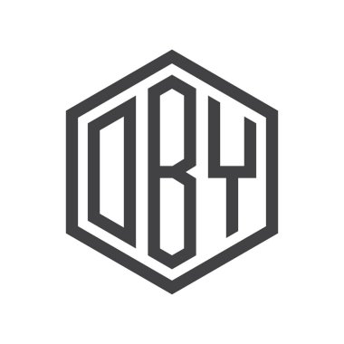 üç harfli baş harfleri altıgen logo siyah