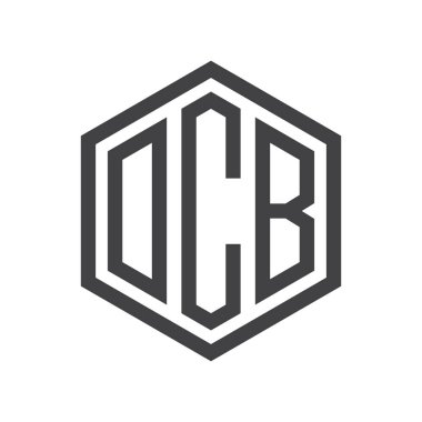 üç harfli baş harfleri altıgen logo siyah