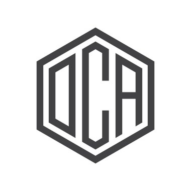 üç harfli baş harfleri altıgen logo siyah