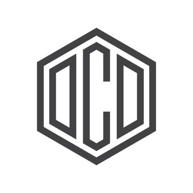 üç harfli baş harfleri altıgen logo siyah