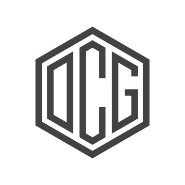 üç harfli baş harfleri altıgen logo siyah