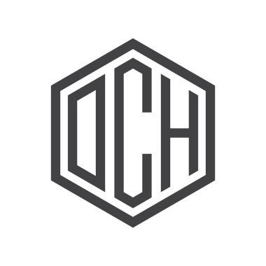 üç harfli baş harfleri altıgen logo siyah