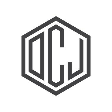 üç harfli baş harfleri altıgen logo siyah