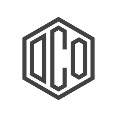 üç harfli baş harfleri altıgen logo siyah