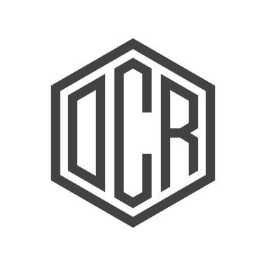 üç harfli baş harfleri altıgen logo siyah