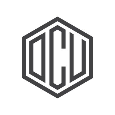 üç harfli baş harfleri altıgen logo siyah