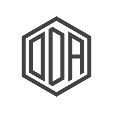 üç harfli baş harfleri altıgen logo siyah