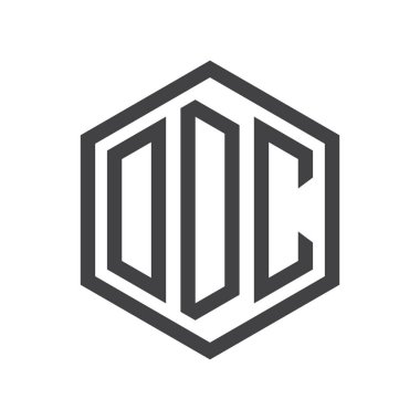 üç harfli baş harfleri altıgen logo siyah