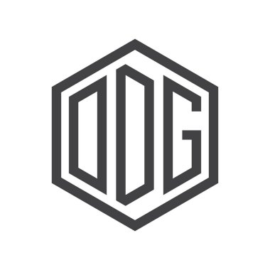 üç harfli baş harfleri altıgen logo siyah