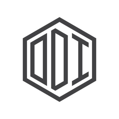 üç harfli baş harfleri altıgen logo siyah