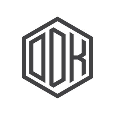 üç harfli baş harfleri altıgen logo siyah