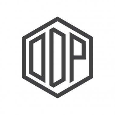 üç harfli baş harfleri altıgen logo siyah