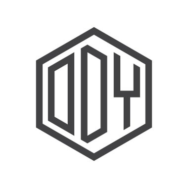 üç harfli baş harfleri altıgen logo siyah