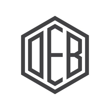 üç harfli baş harfleri altıgen logo siyah