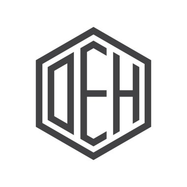 üç harfli baş harfleri altıgen logo siyah