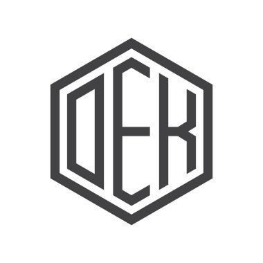 üç harfli baş harfleri altıgen logo siyah