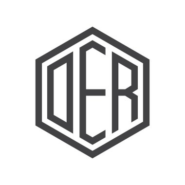 üç harfli baş harfleri altıgen logo siyah