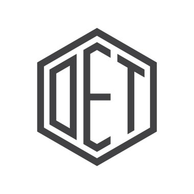 üç harfli baş harfleri altıgen logo siyah