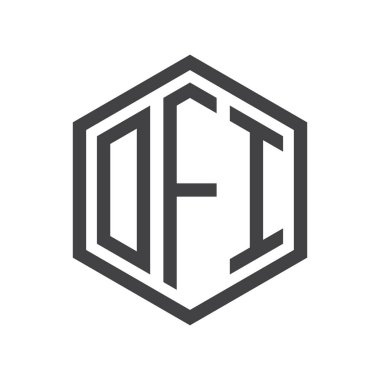 üç harfli baş harfleri altıgen logo siyah