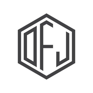 üç harfli baş harfleri altıgen logo siyah