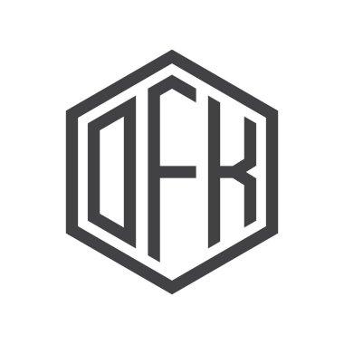 üç harfli baş harfleri altıgen logo siyah