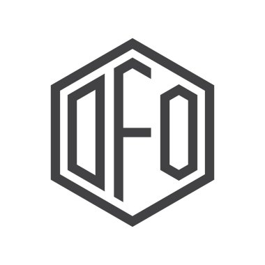 üç harfli baş harfleri altıgen logo siyah