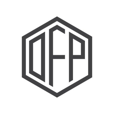 üç harfli baş harfleri altıgen logo siyah