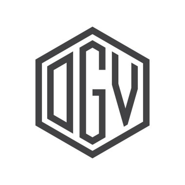 üç harfli baş harfleri altıgen logo siyah