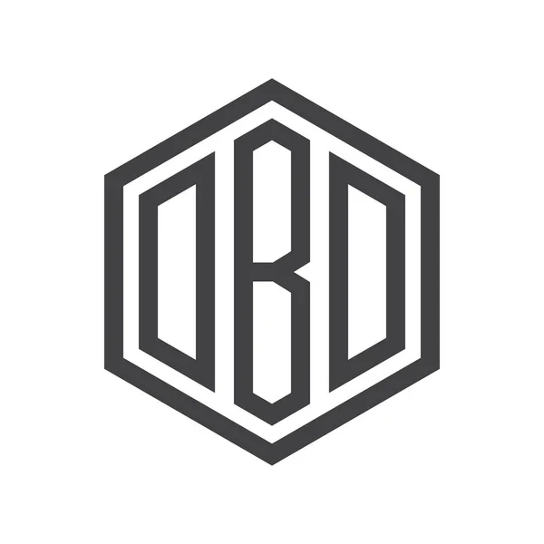 Drieletterige initialen zeshoek logo zwart — Stockvector