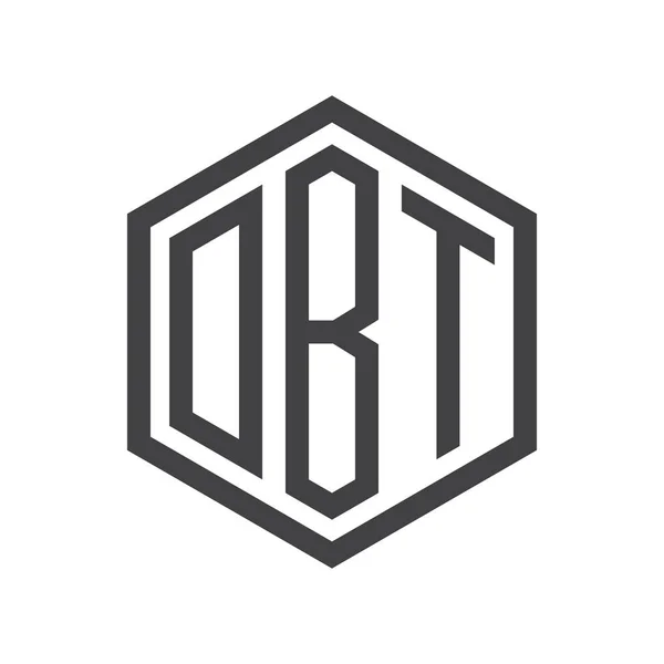 Iniciales de tres letras hexágono logo negro — Archivo Imágenes Vectoriales