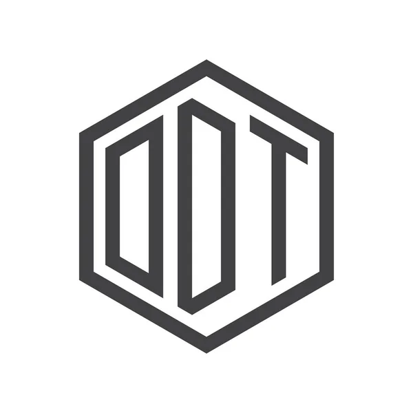 Inicjały trzyliterowe sześciokąt logo czarna — Wektor stockowy