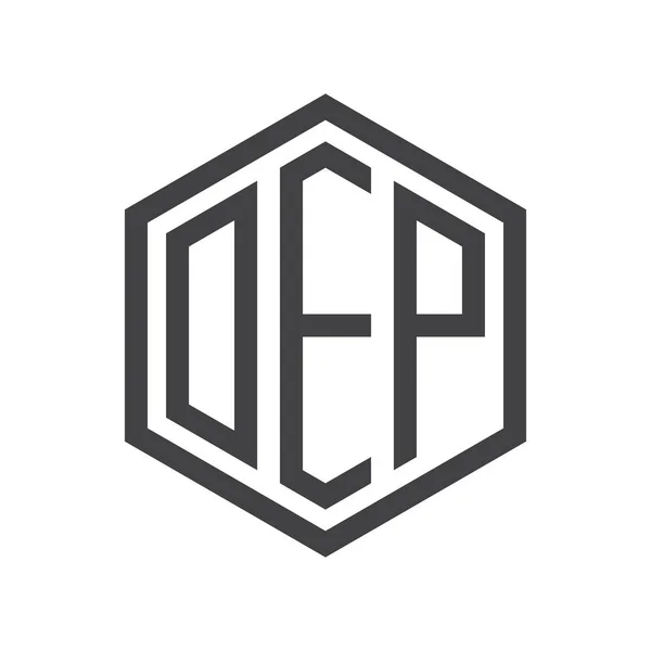 Iniciais de três letras hexágono logotipo preto — Vetor de Stock