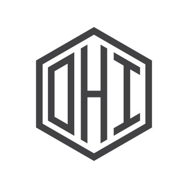 üç harfli baş harfleri altıgen logo siyah