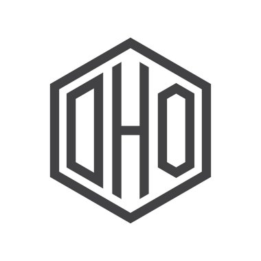 üç harfli baş harfleri altıgen logo siyah