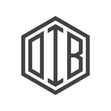 üç harfli baş harfleri altıgen logo siyah