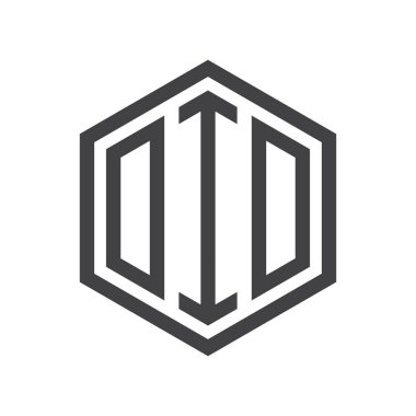 üç harfli baş harfleri altıgen logo siyah