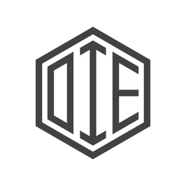 üç harfli baş harfleri altıgen logo siyah