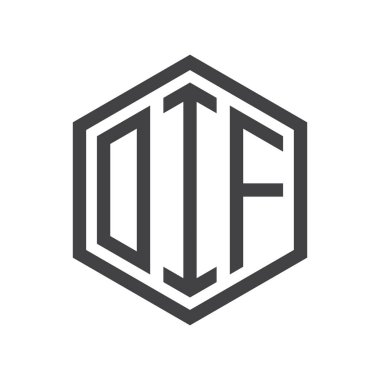 üç harfli baş harfleri altıgen logo siyah