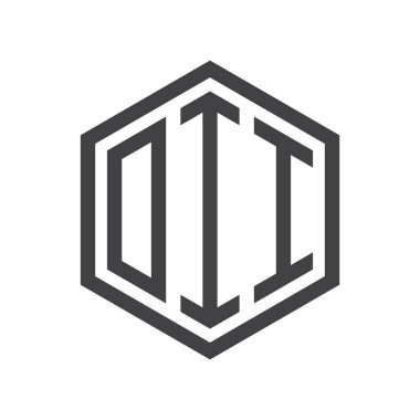 üç harfli baş harfleri altıgen logo siyah