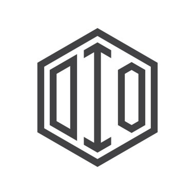 üç harfli baş harfleri altıgen logo siyah