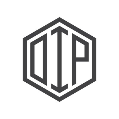 üç harfli baş harfleri altıgen logo siyah