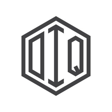 üç harfli baş harfleri altıgen logo siyah