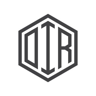 üç harfli baş harfleri altıgen logo siyah