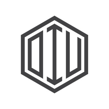 üç harfli baş harfleri altıgen logo siyah