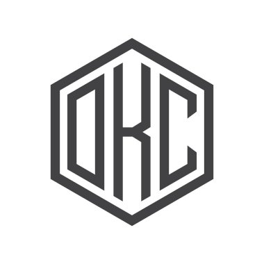 üç harfli baş harfleri altıgen logo siyah