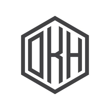 üç harfli baş harfleri altıgen logo siyah