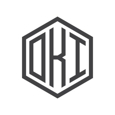 üç harfli baş harfleri altıgen logo siyah