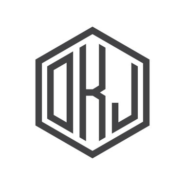 üç harfli baş harfleri altıgen logo siyah